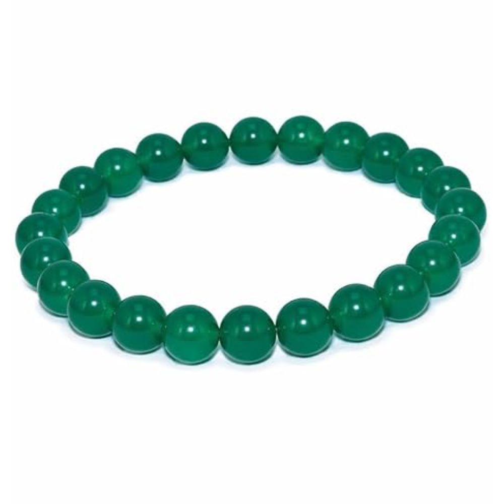 Green Jade Round Bead Bracelet for Men & Women (8mm)