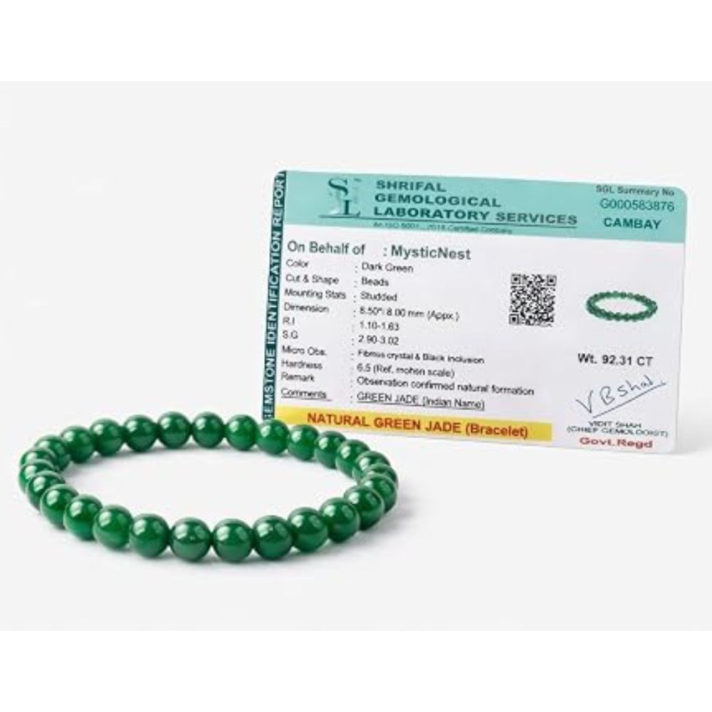 Green Jade Round Bead Bracelet for Men & Women (8mm)