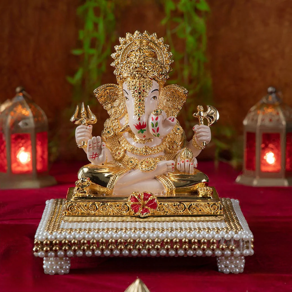 24K Gold Plated Dagdusheth Ganesha Idol
