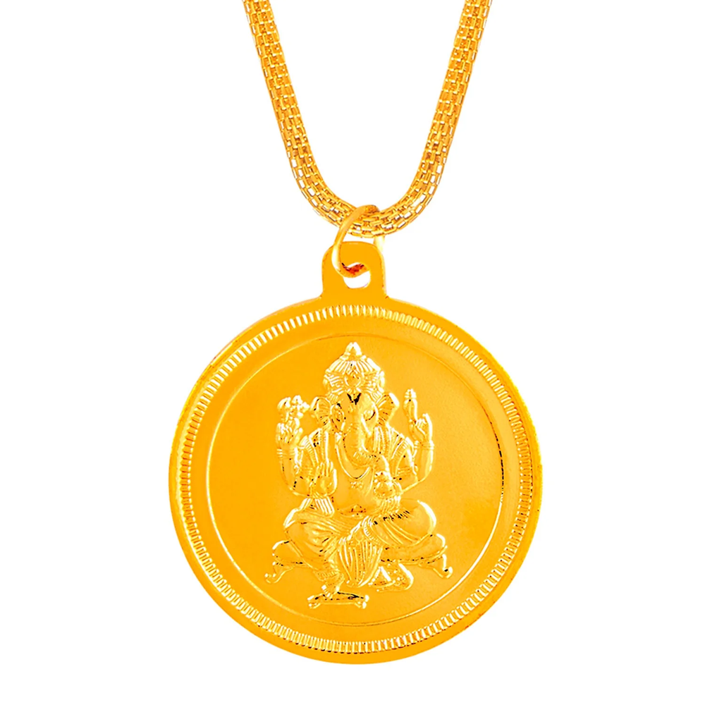 24K Gold Plated Ganesh Ji Coin Necklace