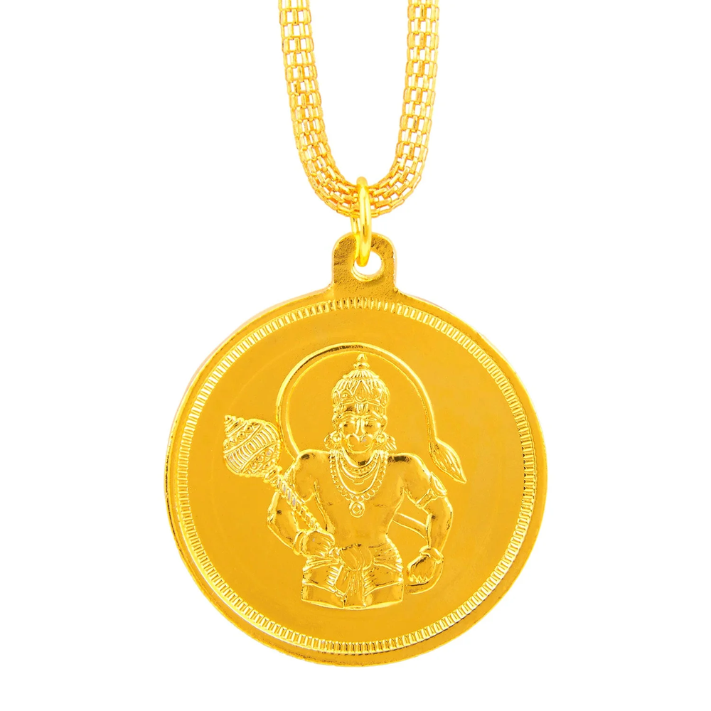 24K Gold Plated Hanuman Ji Coin Necklace