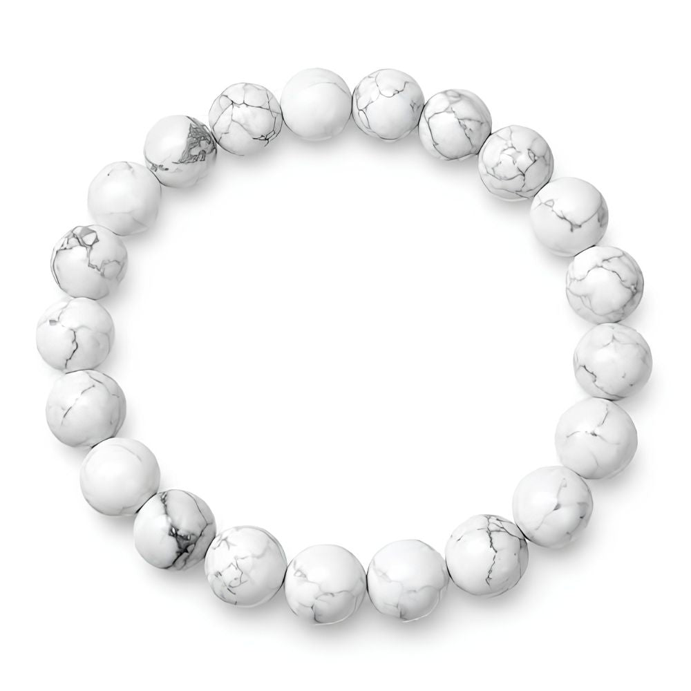 Howlite Round Bead Bracelet for Men & Women (8mm)