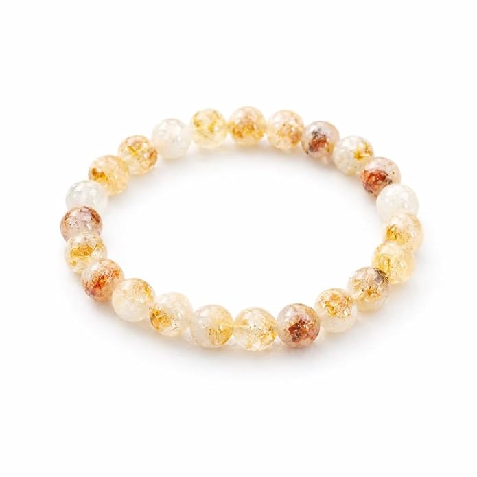 Citrine Round Bead Certified Bracelet for Men & Women (8 MM)