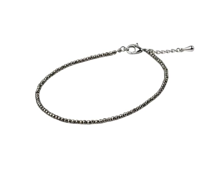 Pyrite Faceted Seed Bead Bracelet with Lobster Clasp – Natural Pyrite Crystal Bracelet for Men & Women, Adjustable Jewelry Gift