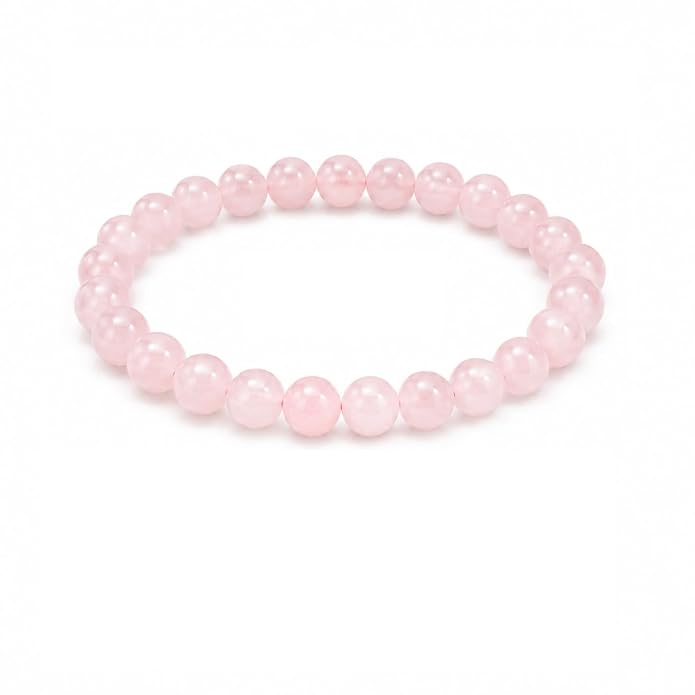Rose Quartz Round Bead Bracelet for Men & Women (8mm)