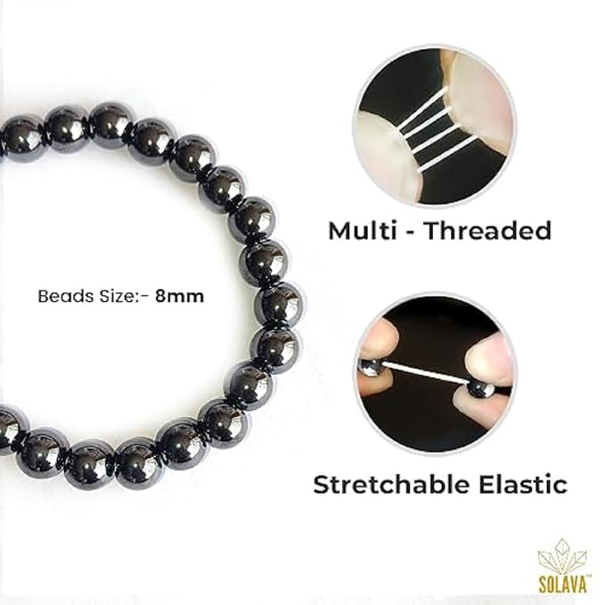 Hematite Round Bead Bracelet for Men & Women (8mm)