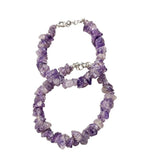 Amethyst Chip Bracelet Set of 2 – Natural Amethyst Crystal Bracelets for Men & Women, Healing Gemstone Jewelry Gift Set