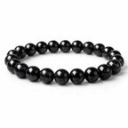 Black Tourmaline Round Bead Bracelet for Men & Women (8mm)