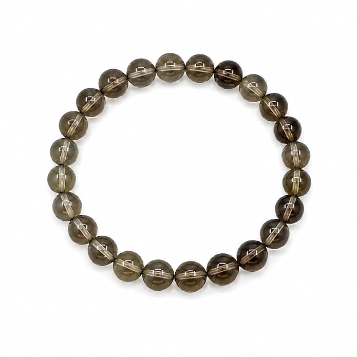 Smoky Quartz Round Bead Bracelet for Men & Women (8mm)