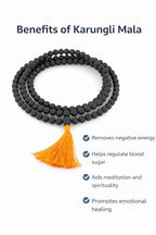 Natural Karungli Mala Ebony Wood Beads Necklace, Orange Tassel