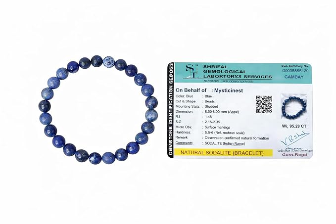 Sodalite Round Bead Bracelet for Men & Women (8mm)
