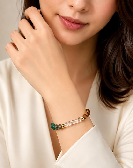 Natural Dhanyog Round Bead Bracelet for Men & Women (8mm)