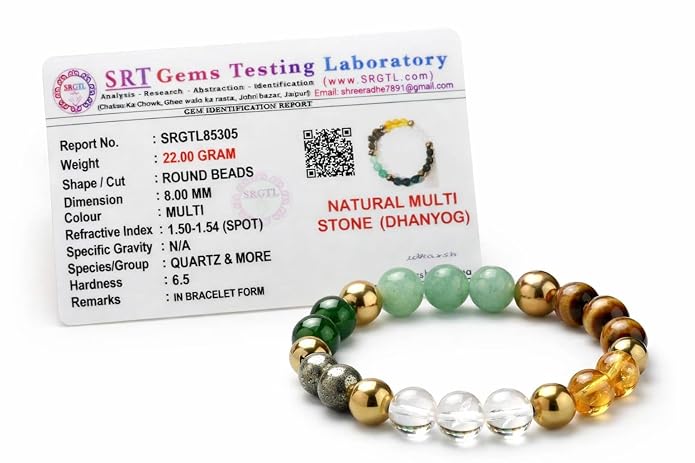 Natural Dhanyog Round Bead Bracelet for Men & Women (8mm)
