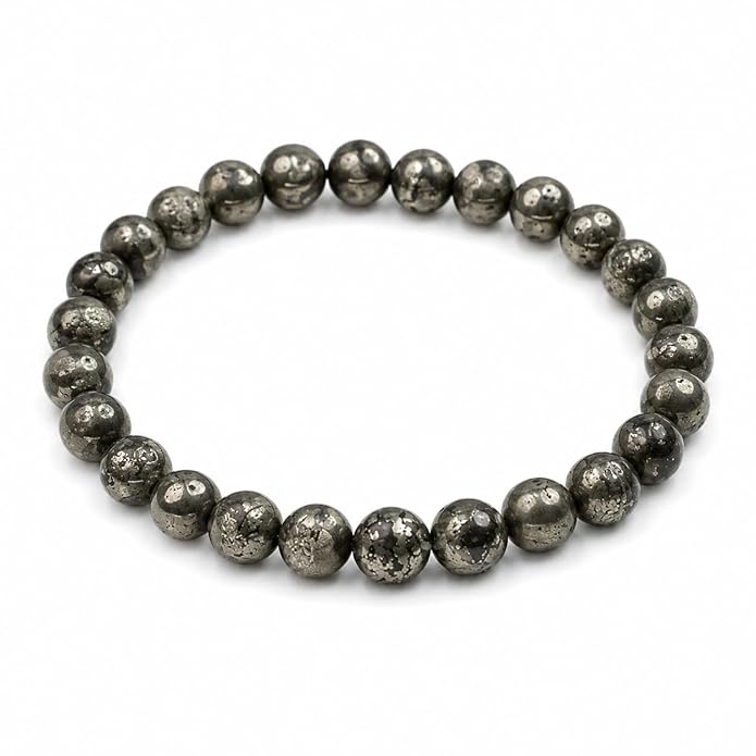 Pyrite Round Bead Bracelet for Men & Women (8mm)