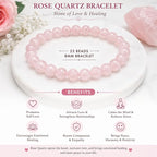 Rose Quartz Round Bead Bracelet for Men & Women (8mm)