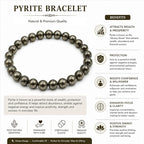 Pyrite Round Bead Bracelet for Men & Women (8mm)