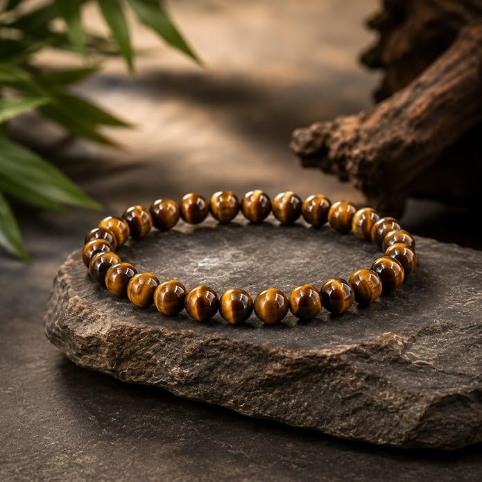 Tiger Eye Round Bead Bracelet for Men & Women (8mm)
