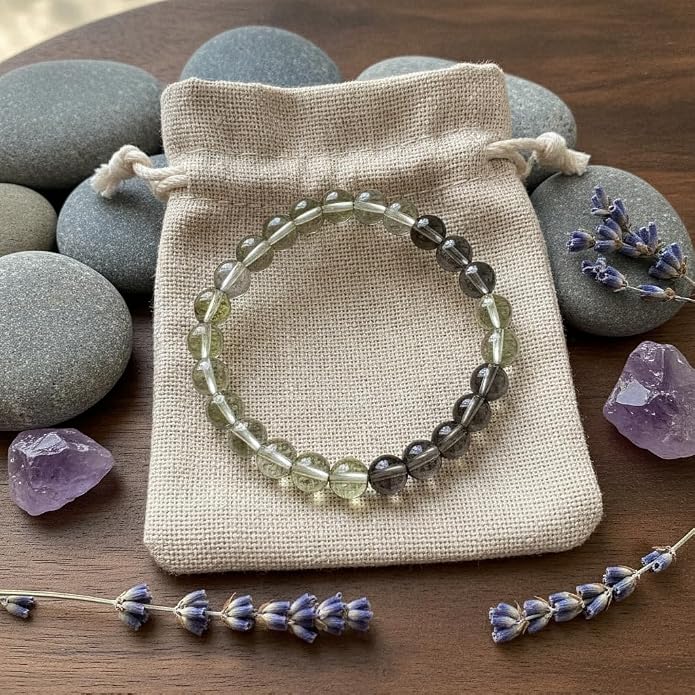 Smoky Quartz Round Bead Bracelet for Men & Women (8mm)