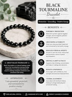 Black Tourmaline Round Bead Bracelet for Men & Women (8mm)