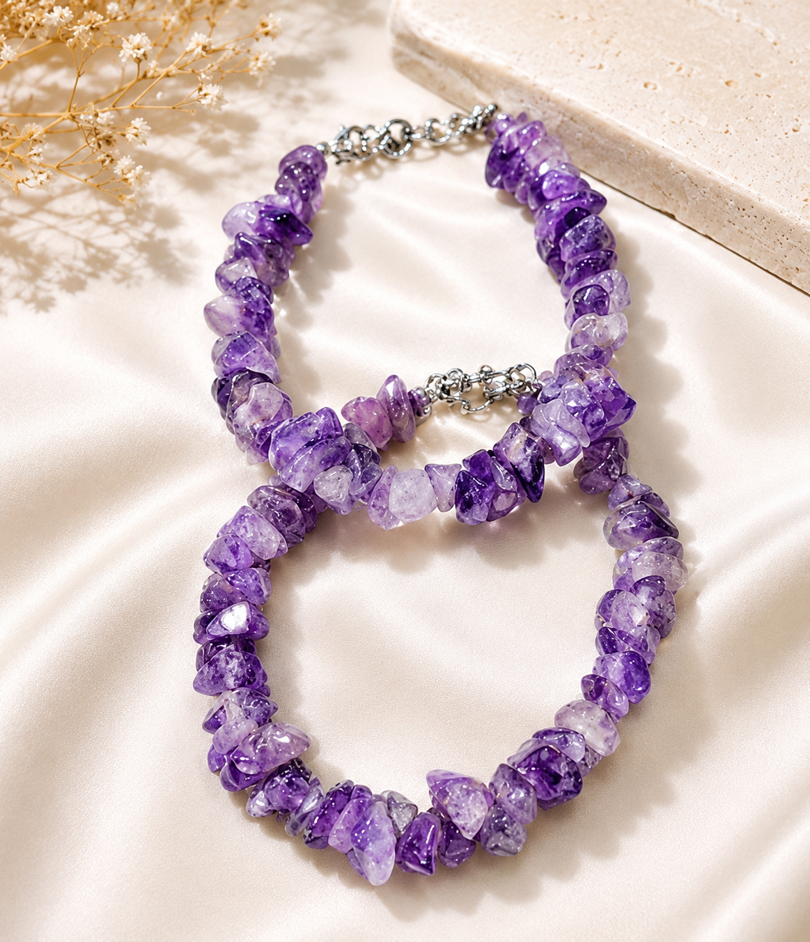 Amethyst Chip Bracelet (Set of 2)