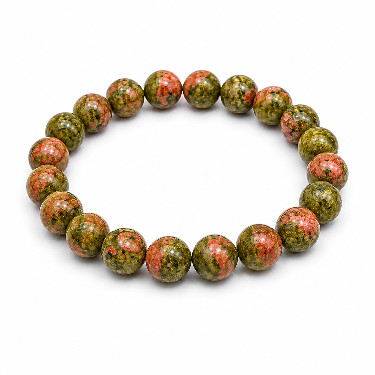 Unakite Jasper Round Bead Bracelet for Men & Women (8mm)