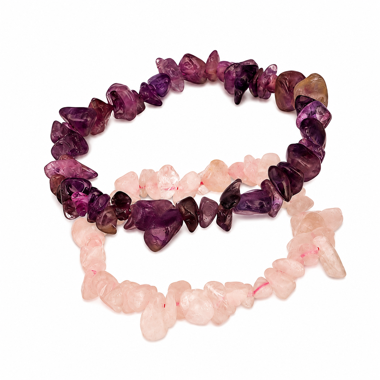 Dreamy Duo Combo Rose Quartz and Amethyst Bands