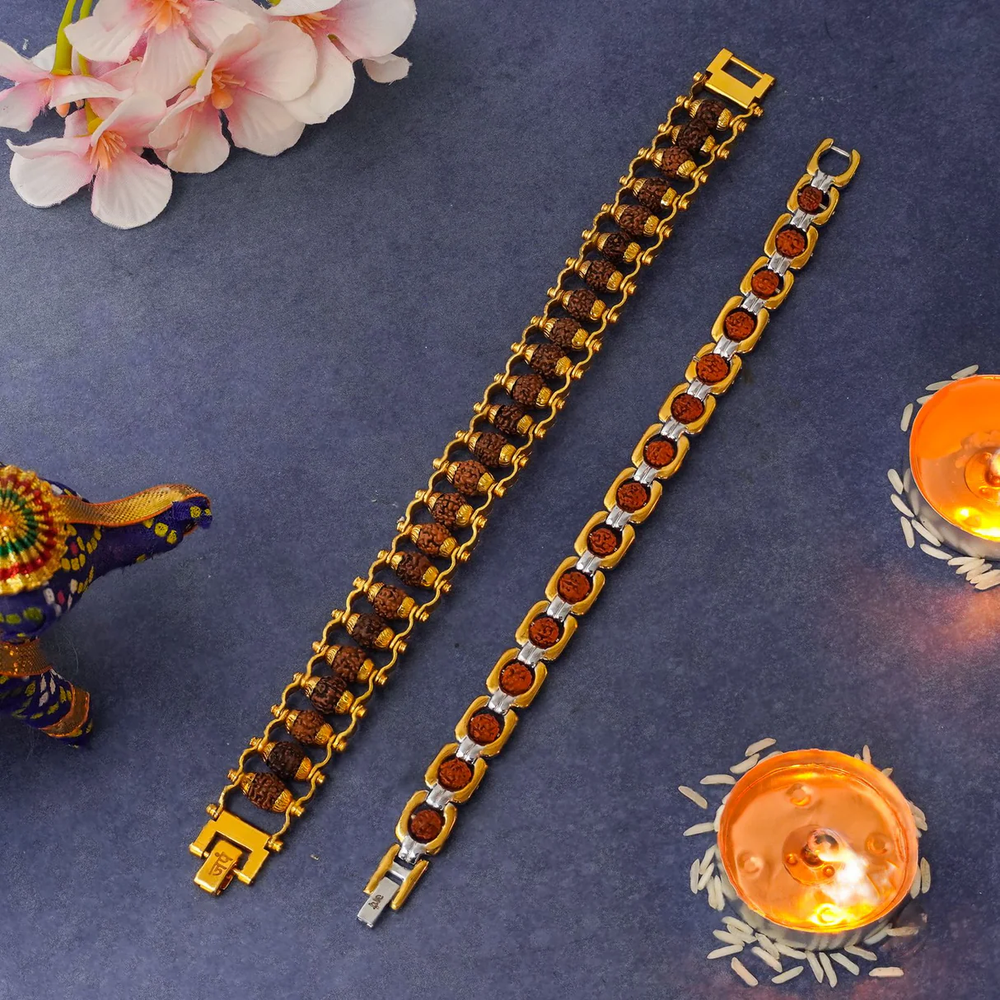 Gold Plated DuoTone Rudraksha Bracelet