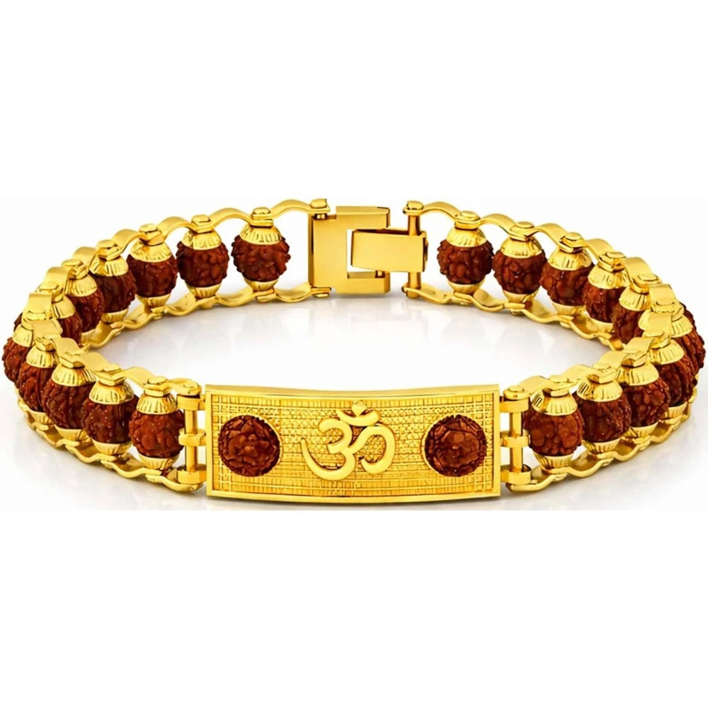 Gold Plated Golden Beads Modern Rudraksha Bracelet