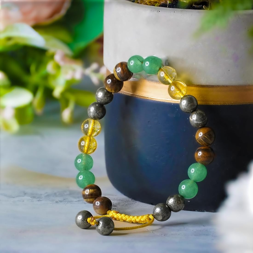 Money Magnet Fusion Band Pyrite Tiger Eye Citrine Aventurine Beads