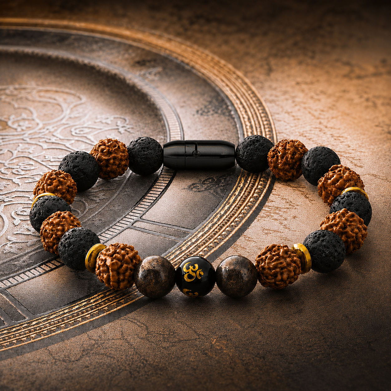 Natural Om Bracelet With Magnetic Lock