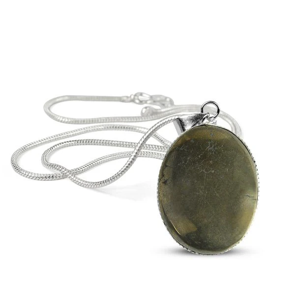 Natural Oval Pyrite Pendant