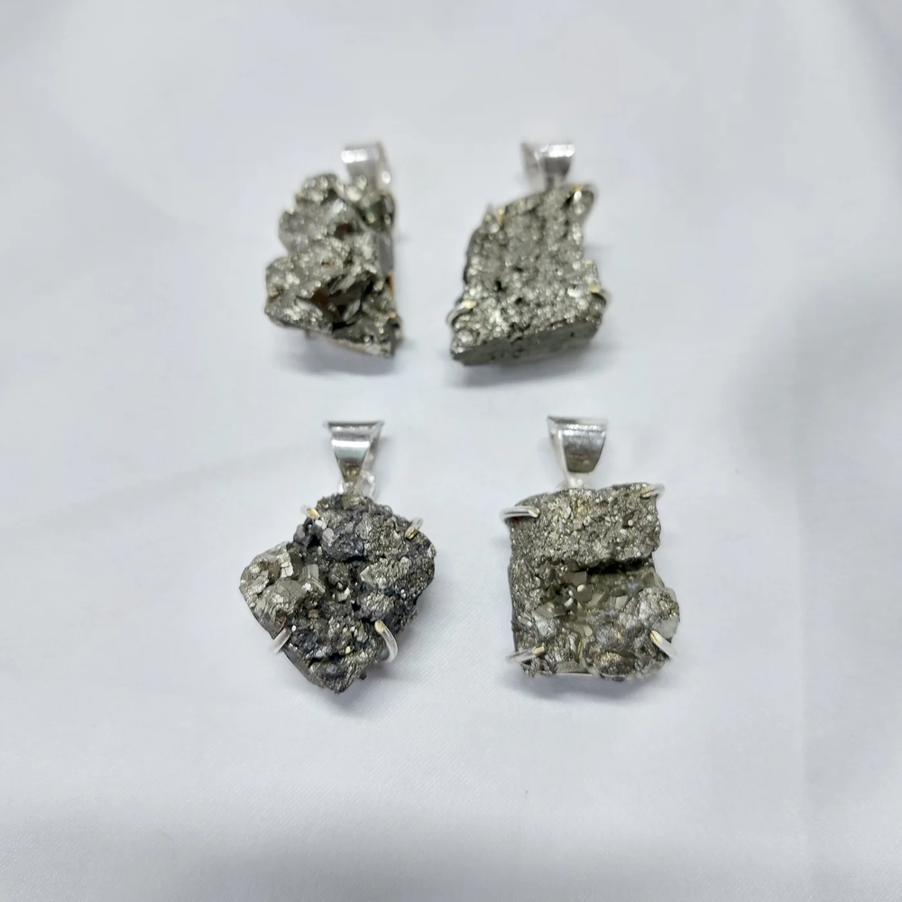 Natural Shape Pyrite Pendant Prong Setting