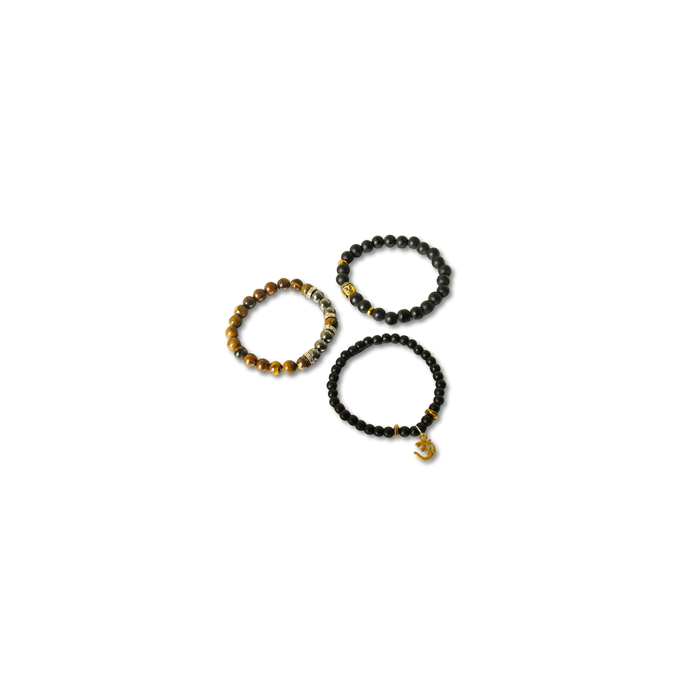 Power Om Energy Combo Black Onyx Hematite and Tiger Eye Bands