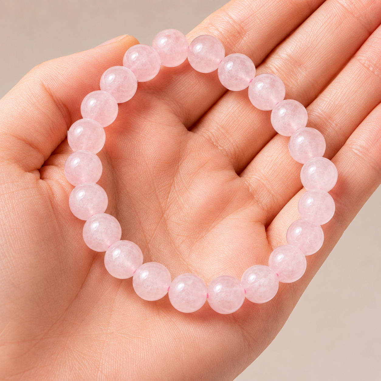Rose Quartz Round Bead Bracelet (8-9mm)
