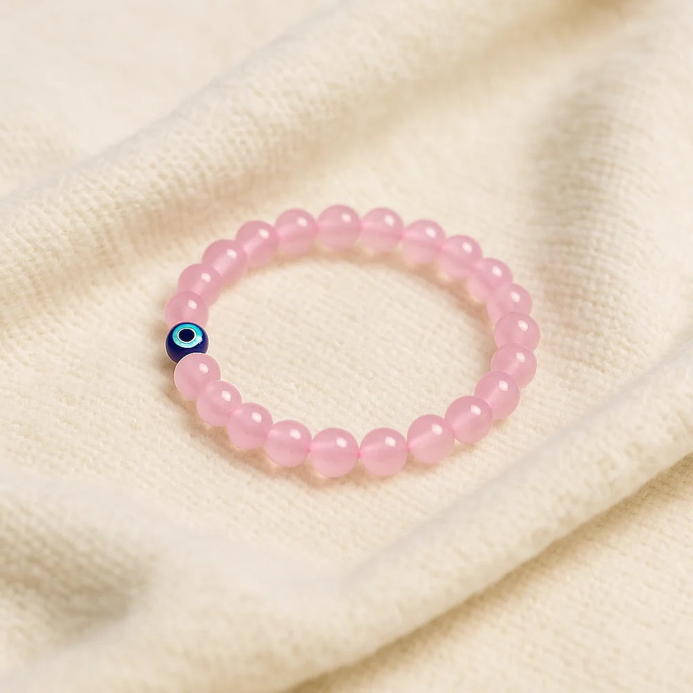 Rose Quartz Rudraksha Nazar Raksha Band