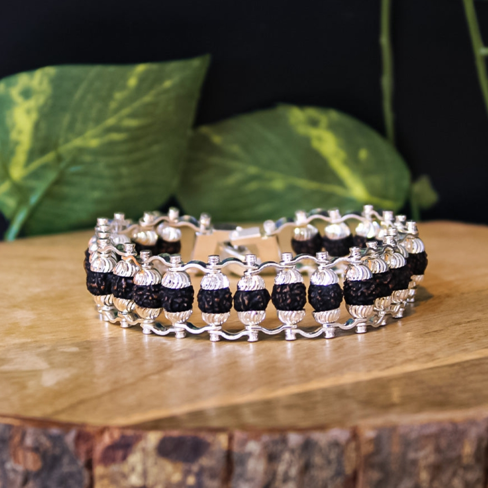 Silver Plated Modern Karungali Bracelet