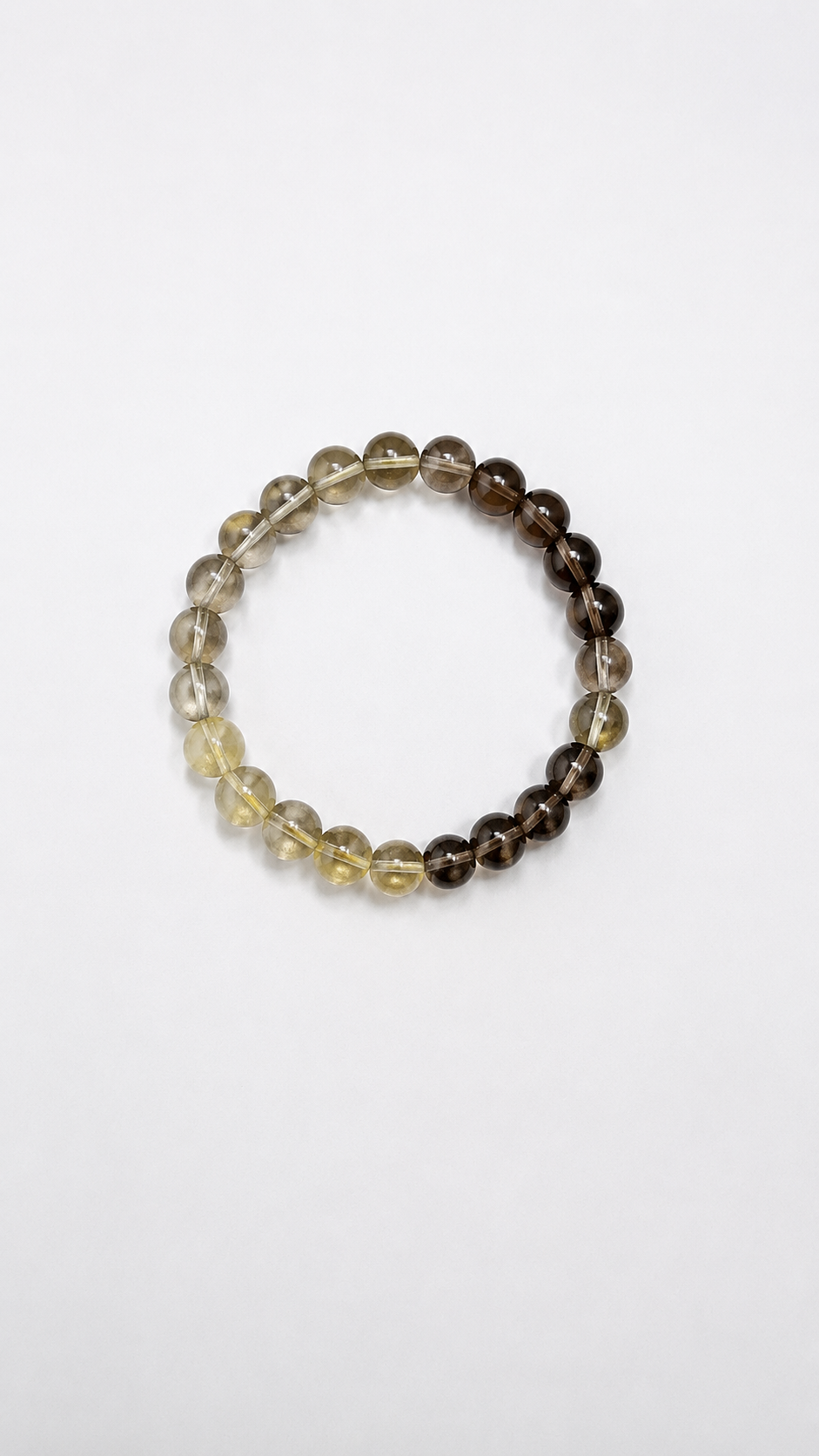 Smoky Quartz & Lemon Quartz Bi-Colour Round Bead Bracelet (8mm)