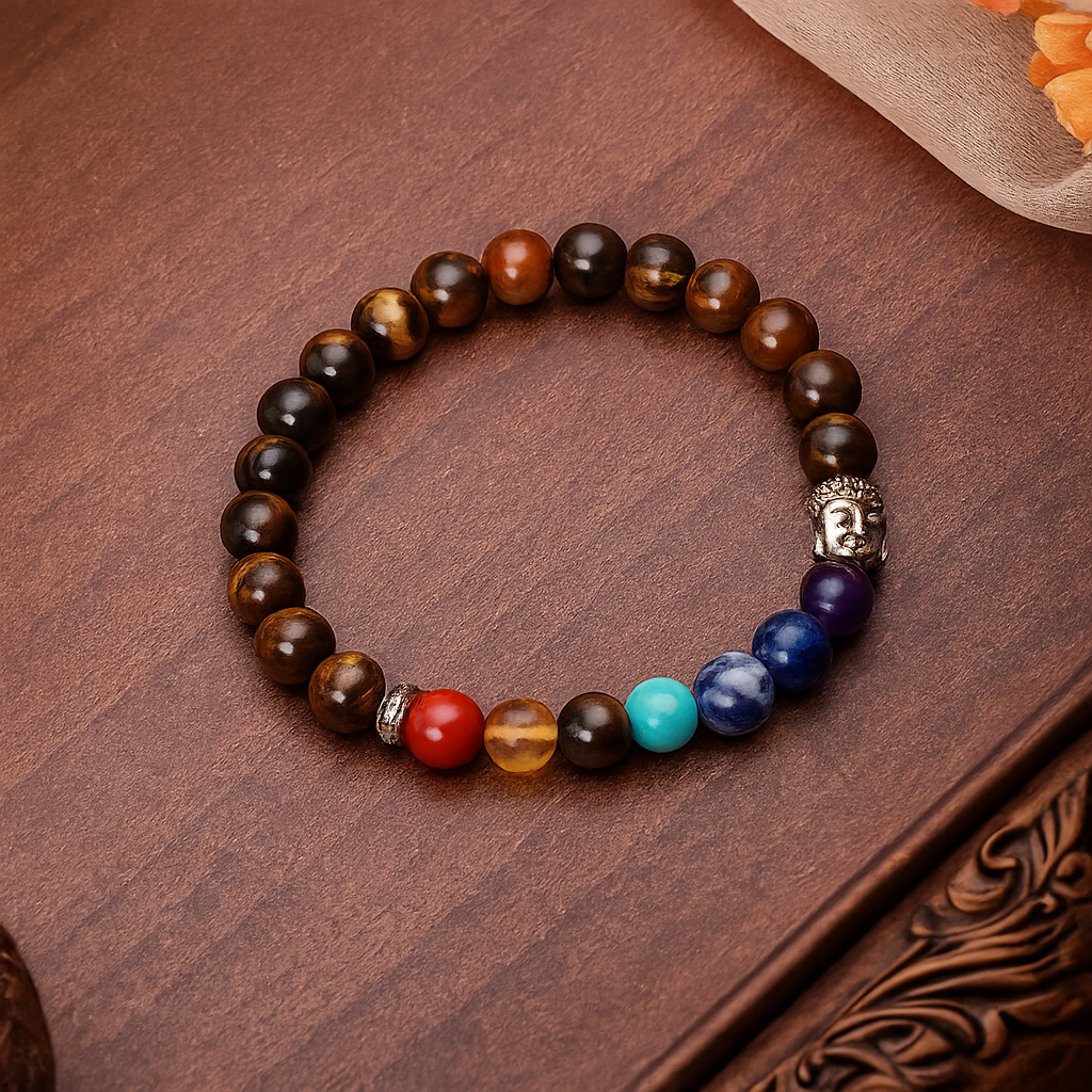 Tiger Eye x Seven Chakra Band For Fortune and Inner Balance